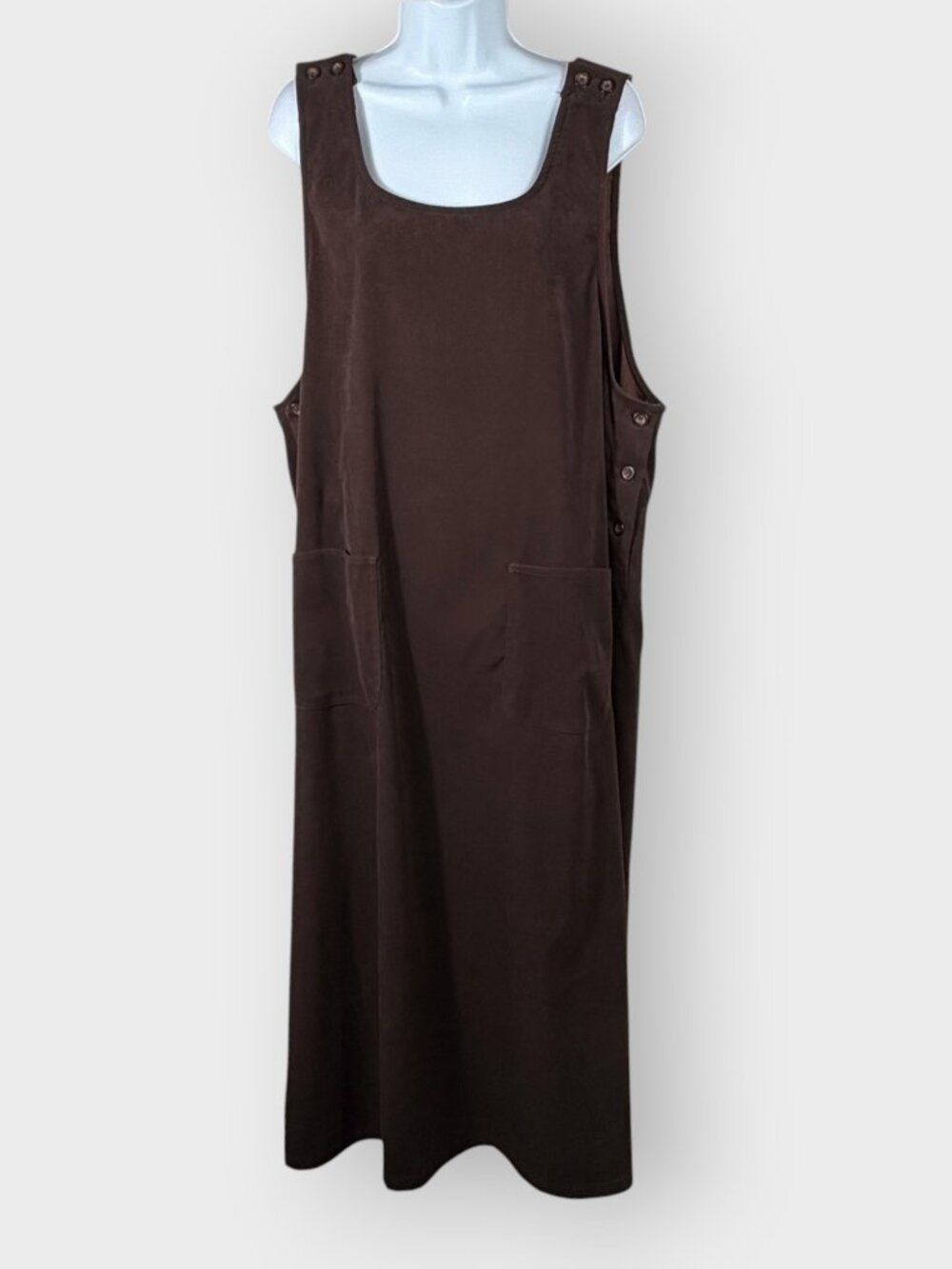 Vtg Eric Charles Microsuede Jumper Dress | 1X | Brown | Prairie Modest Fall